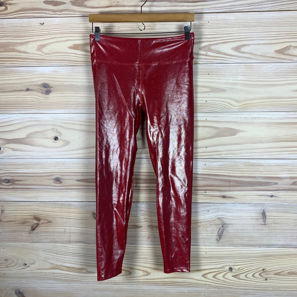 Heroine Sport Marvel Leggings Womens Large Red Metallic High Rise Shiny Leggings